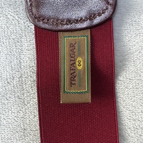 Trafalgar Suspenders Mens One Size Burgundy Brown Leather Button End Y-Back - Picture 4 of 4